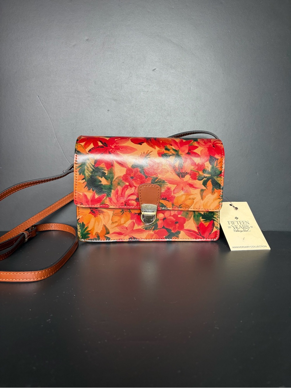 Patricia Nash Spring Lanza Crossbody Bag Purse NWT Floral Print Itallian Leather